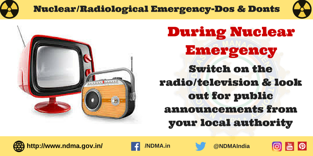 Switch on radio/television for public announcements from authority